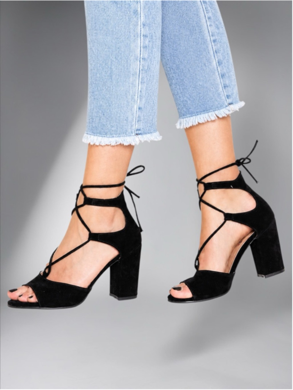 Apt. 9 “Zest” Black Ghillie Lace-Up Block Heels – Women’s Size 8